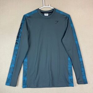 Gymshark Long Sleeve Athletic Performance T-Shirt‎ Men's Small Gray Blue
